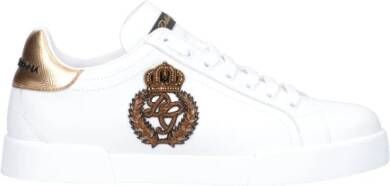 Dolce & Gabbana Portofino Sneakers Wit Goud Alligator White Heren
