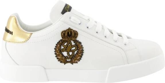 Dolce & Gabbana Portofino Sneakers Wit Goud Alligator White Heren