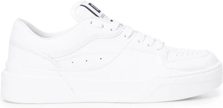 Dolce & Gabbana Witte Leren Sneakers met Logo Patch White Heren