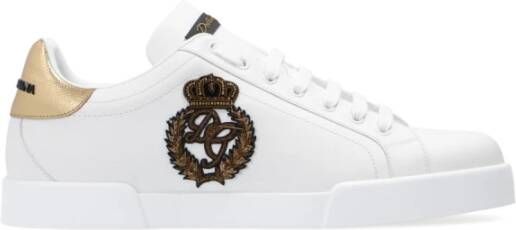 Dolce & Gabbana Portofino Sneakers Wit Goud Alligator White Heren