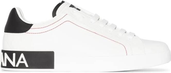 Dolce & Gabbana Leren lage sneakers met contrasterende inzetstukken White Heren
