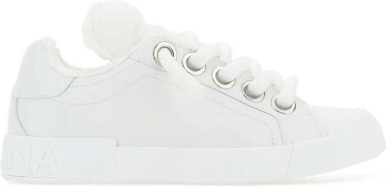 Dolce & Gabbana Witte Nappa Leren Portofino Sneakers White Heren
