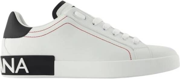 Dolce & Gabbana Portofino Sneakers Leren Sneakers met Baroklogo White Heren