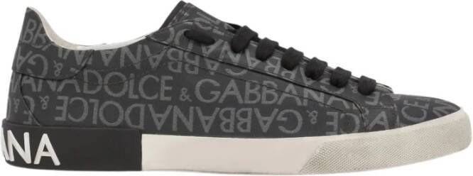 Dolce & Gabbana Donkergrijze en Lichtgrijze Portofino Sneakers Black Heren