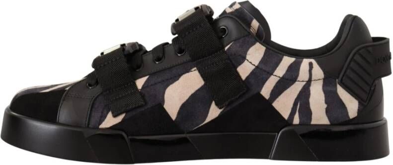 Dolce & Gabbana Zebra Suede Low Top Mode Sneakers Black Heren