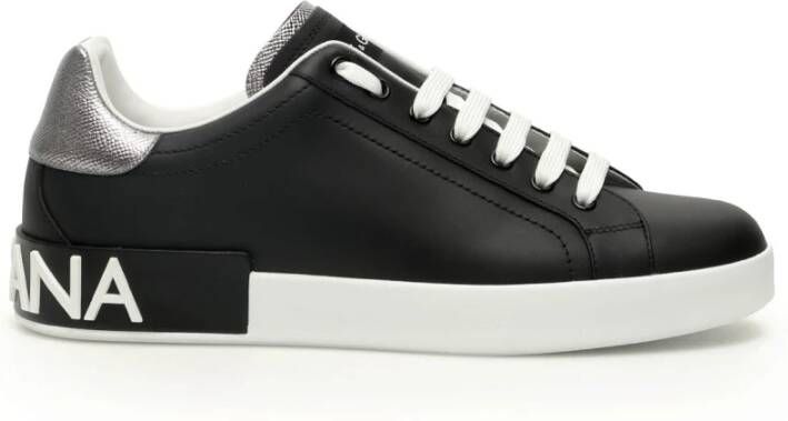 Dolce & Gabbana Portifino klassieke sneakers heren leer leer rubber 39.5 Zwart