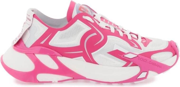 Dolce & Gabbana Fuchsia Sneakers met Contrasterende Details Roze Dames