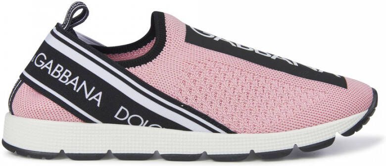 Dolce & Gabbana Sorrento slip on sneakers with logo tape Roze