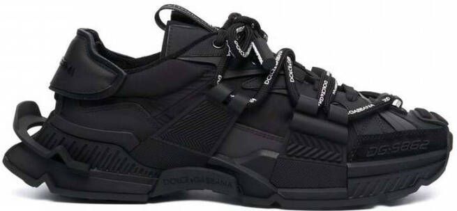 Dolce & Gabbana Zwarte Sneakers met Veters en Logo Black Heren