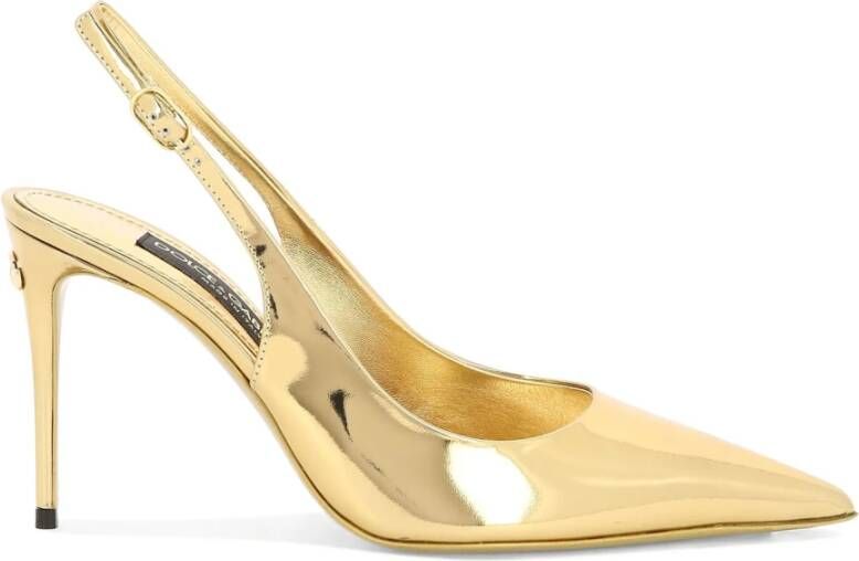 Dolce & Gabbana Gouden Metalen Monogram Leren Pumps Yellow Dames