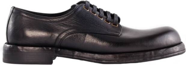 Dolce & Gabbana Stijlvolle Horsehide Derby Schoenen Black Heren