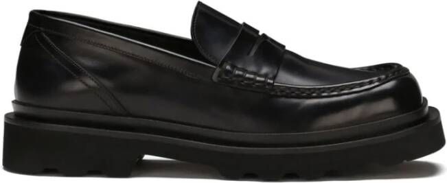 Dolce & Gabbana Loafers van geborsteld leer met logo binnenzool Black Heren