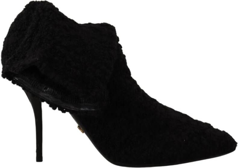 Dolce & Gabbana Zwarte Stiletto Hakken Mid Kalf Dameslaarzen Black Dames