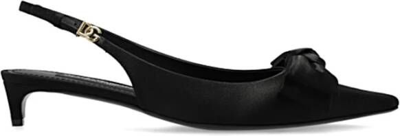 Dolce & Gabbana Zijden slingback pumps met strikdetail Black Dames