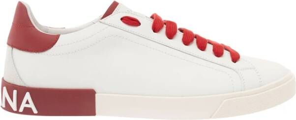 Dolce & Gabbana Witte Sneakers Portofino Lichtrood White Heren