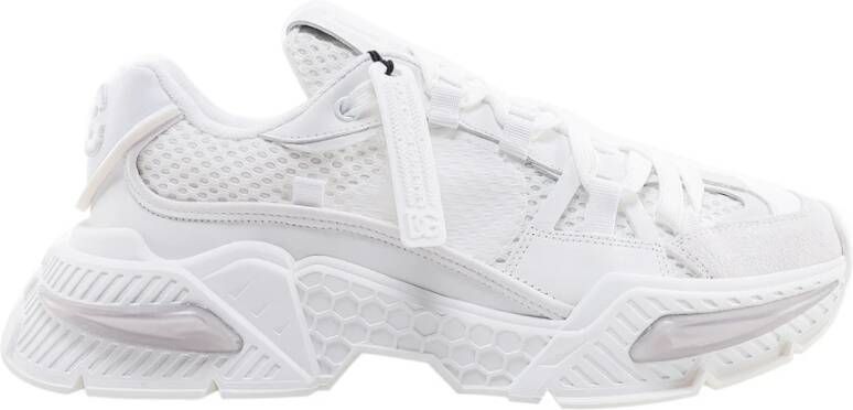 Dolce & Gabbana Stijlvolle witte mesh- en leren sneakers White Heren