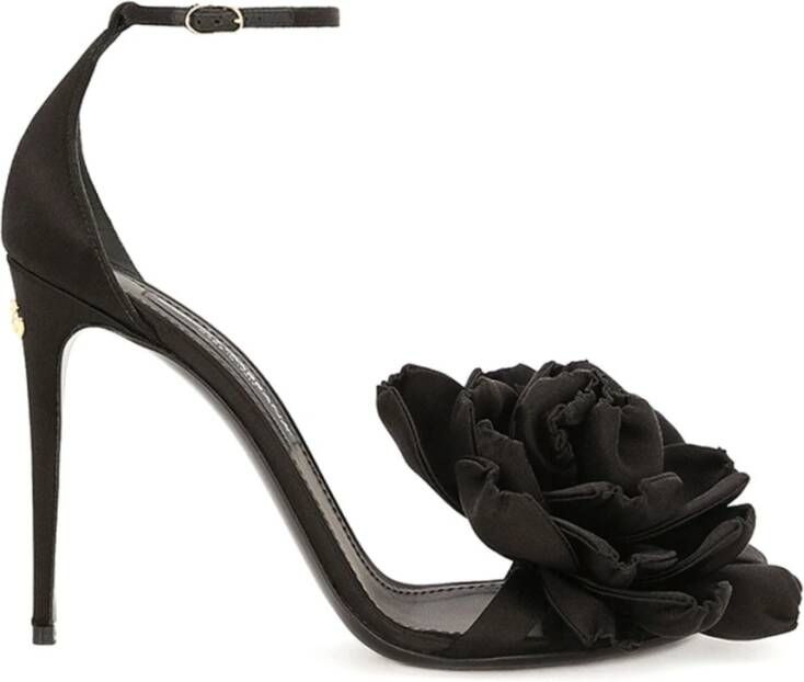 Dolce & Gabbana Zwarte Sandalen met 10 5 cm Hak Black Dames