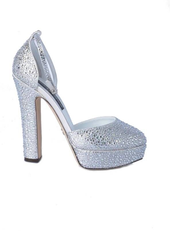 Dolce & Gabbana Strass Hakken Schoenen voor Vrouwen Gray Dames