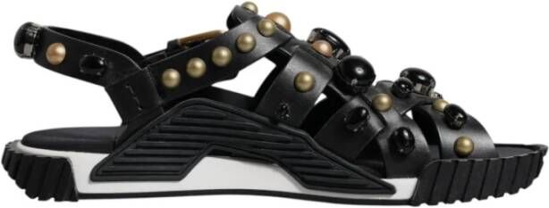 Dolce & Gabbana Studded Leren Slide Sandalen met Logo