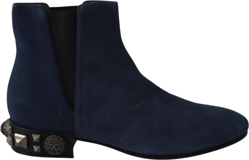 Dolce & Gabbana Suède enkellaarsjes met decoratieve studs Blue Dames