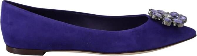 Dolce & Gabbana Paarse Suède Kristal Loafers Flats Purple Dames