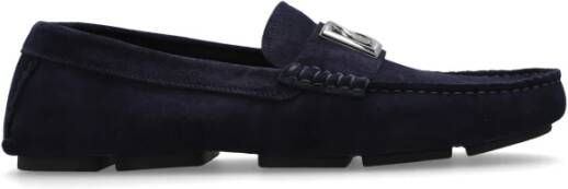 Dolce & Gabbana Suède instappers met logo Blue Heren