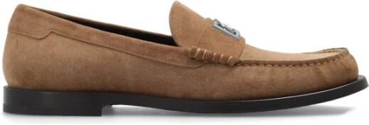 Dolce & Gabbana Beige Logo Loafers met Vierkante Neus Beige Heren