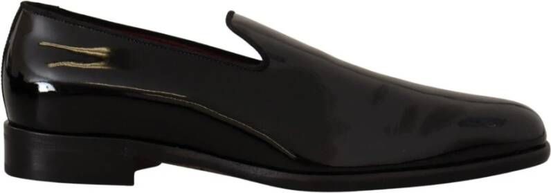 Dolce & Gabbana Zwarte Patent Slipper Loafers Stijlvol en Authentiek Black Heren