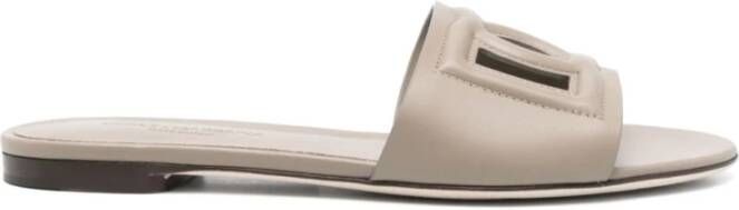 Dolce & Gabbana Taupe Grijs Platte Sandalen Gray Dames