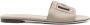 Dolce & Gabbana Taupe Grijze Leren Cut-Out Sandalen - Thumbnail 1