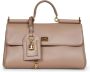 Dolce & Gabbana Taupe Leren Schoudertas met Hangslot - Thumbnail 1