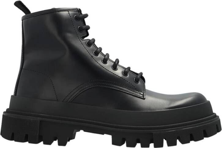 Dolce & Gabbana Zwarte enkellaarsjes met stud-detailing Black Heren