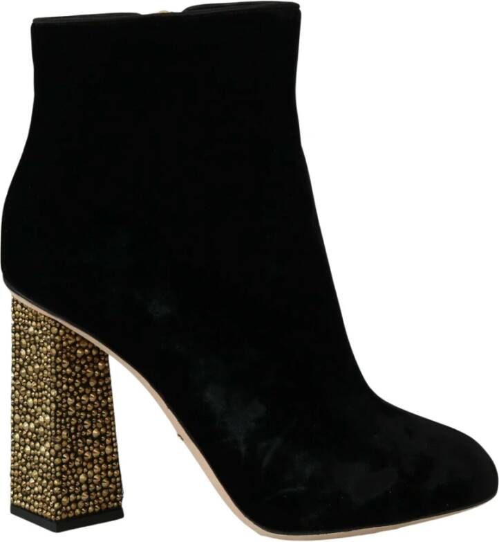 Dolce & Gabbana Velvet kristallen vierkante schoenen Zwart Dames