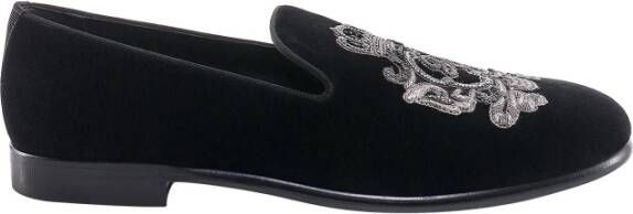 Dolce & Gabbana Velvet Loafers met Geborduurd Logo Black Heren