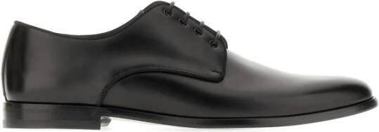 Dolce & Gabbana Zwarte platte schoenen Derby Antik Black Heren
