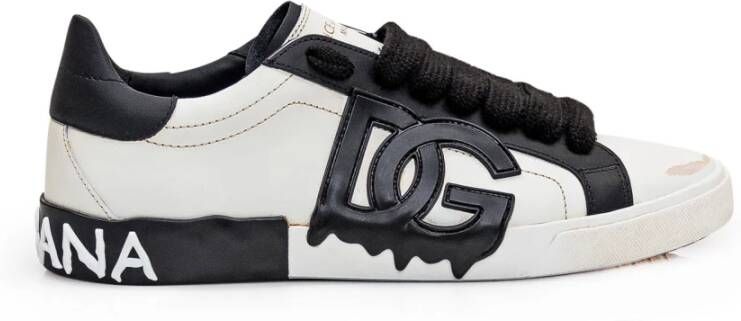 Dolce & Gabbana Vintage Witte Leren Sneakers Multicolor Heren