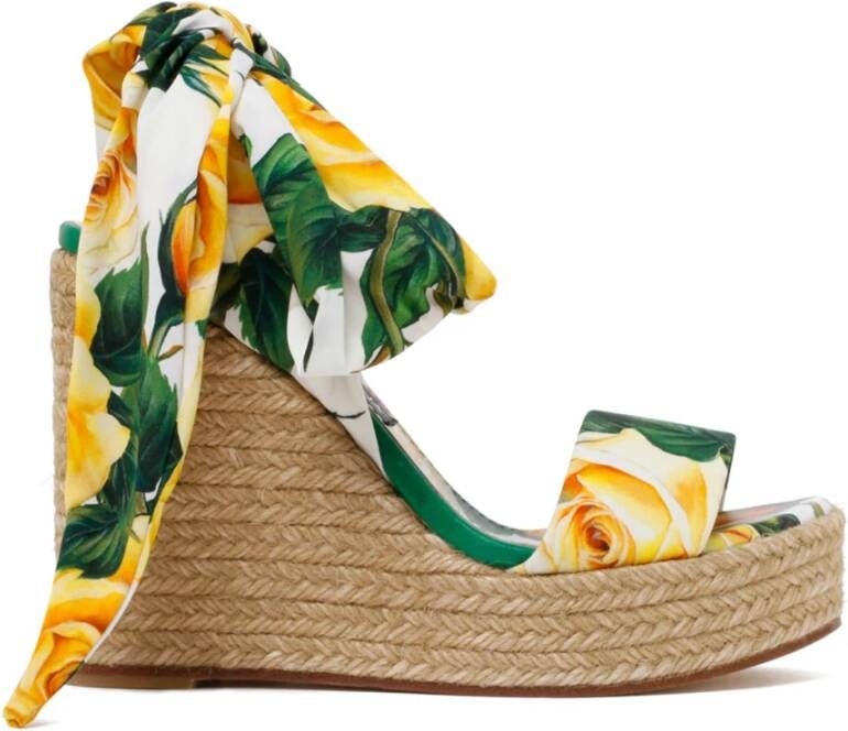 Dolce & Gabbana Sandalen met Bloemenprint en Sleehak Multicolor Dames