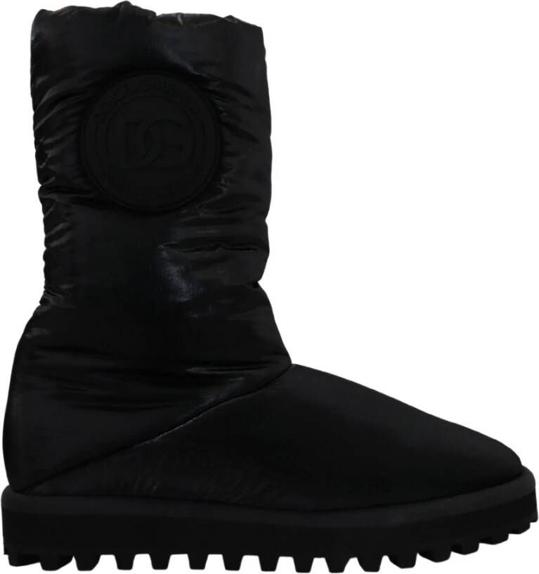 Dolce & Gabbana Zwarte Gewatteerde Mid Calf Winterlaarzen Zwart Dames