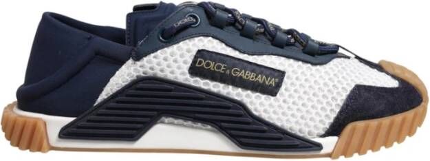 Dolce & Gabbana Wit Blauwe Veterschoenen Rubberen Zool