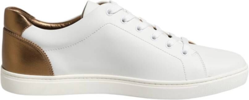 Dolce & Gabbana Wit Bruin Leren Lage Top Sneakers
