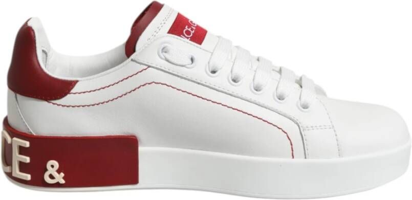 Dolce & Gabbana Wit Rood Logo Patch Dames Sneakers Schoenen White Dames