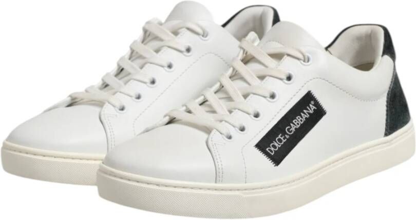 Dolce & Gabbana Wit Zwart Leren Veterschoenen