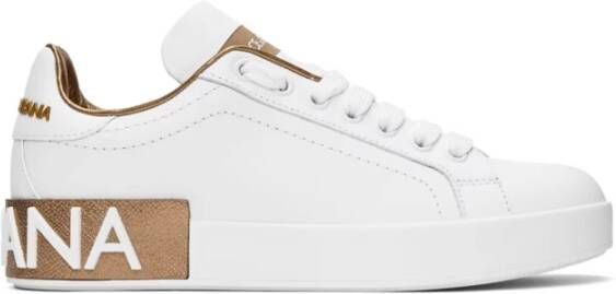 Dolce & Gabbana Wit Goud Portofino Sneakers