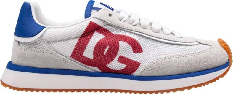 Dolce & Gabbana Sneakers met Suède Details en Verlengde Neus White Heren