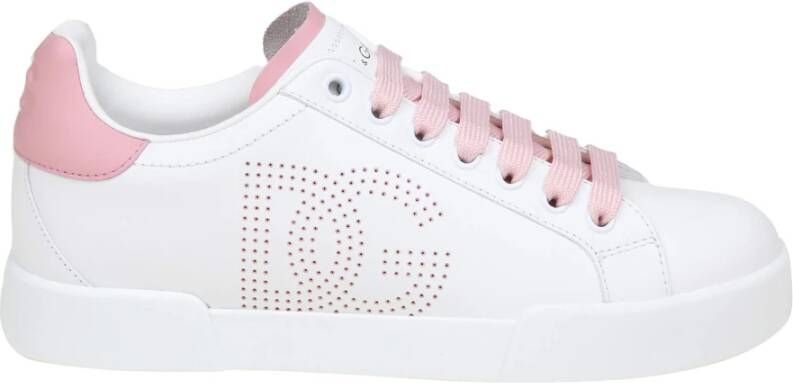 Dolce & Gabbana Wit Roze Nappa Leren Sneakers Multicolor Dames
