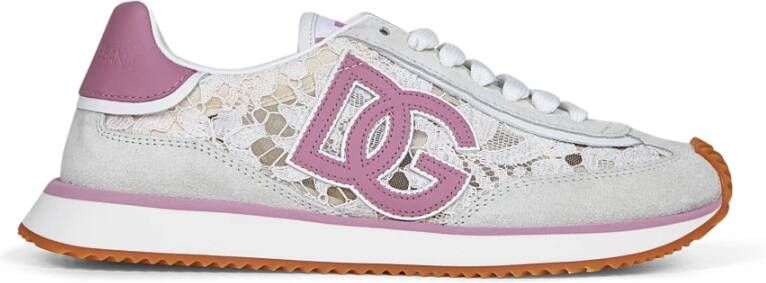 Dolce & Gabbana Witte Bloe kant Sneakers