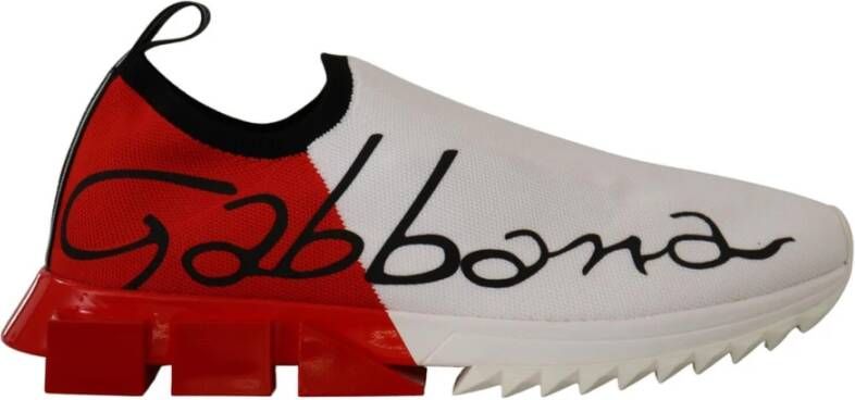 Dolce & Gabbana Witte Sorrento Sneakers met Rode Accents Multicolor