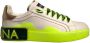 Dolce & Gabbana Witte Gele Leren Lage Sneakers - Thumbnail 1