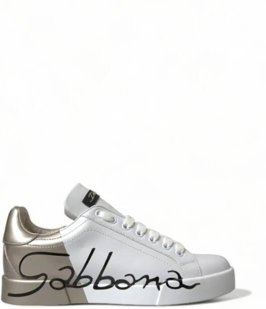Dolce & Gabbana Witte Gouden Veterschoenen White Dames