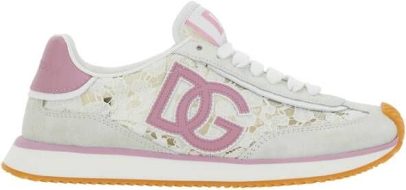 Dolce & Gabbana Witte Kant Lage Top Sneakers Vrouw